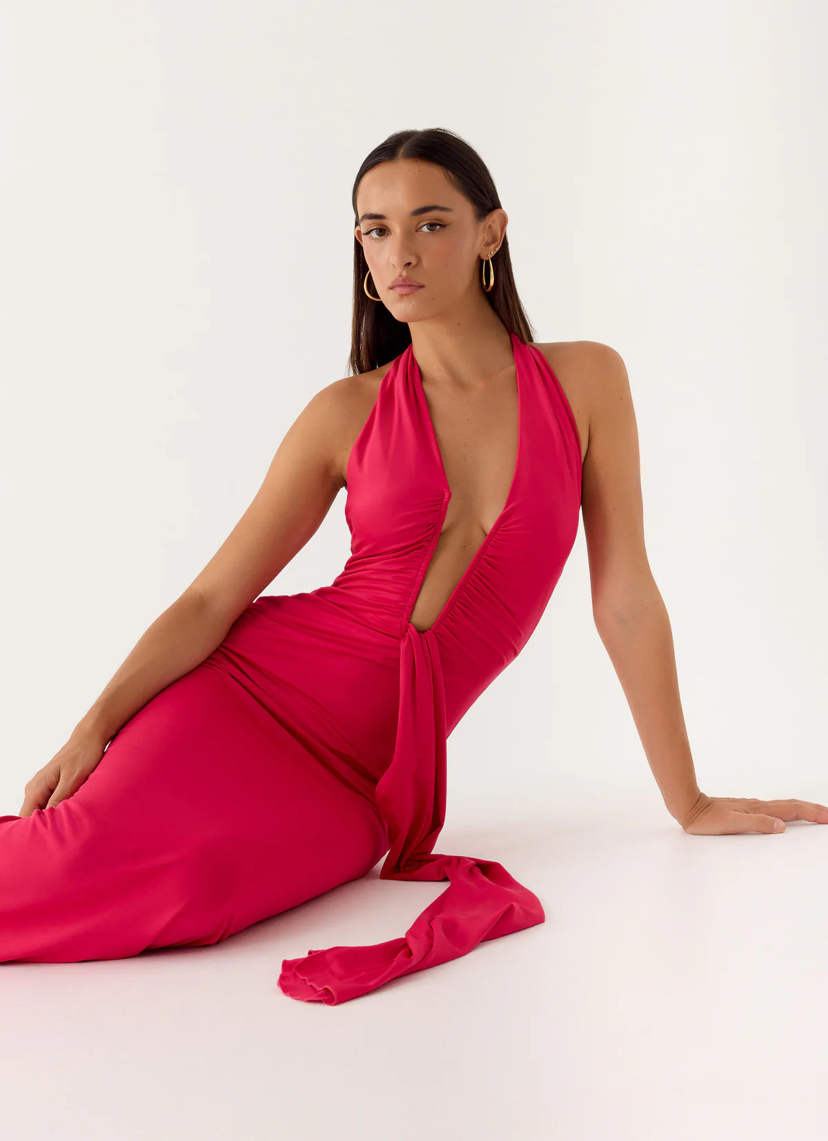 Emeliana Maxi Dress - Red Magenta