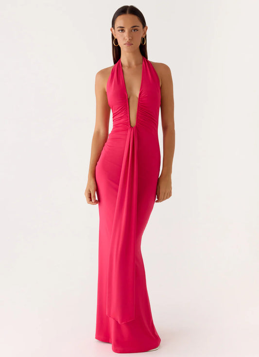 Emeliana Maxi Dress - Red Magenta