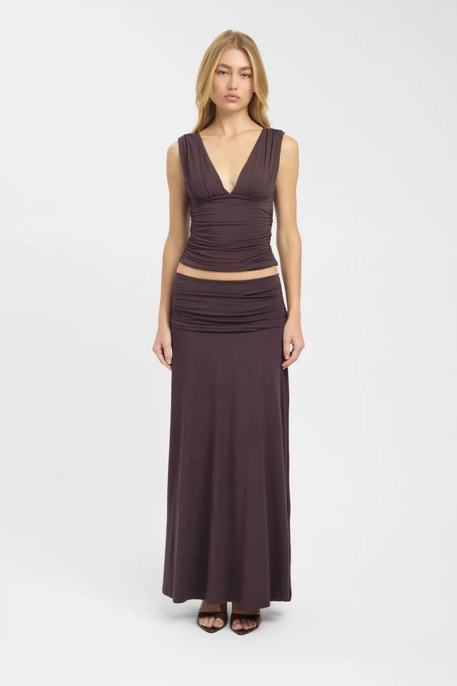 Kookai Arlo Maxi Skirt - Dark Mahogany