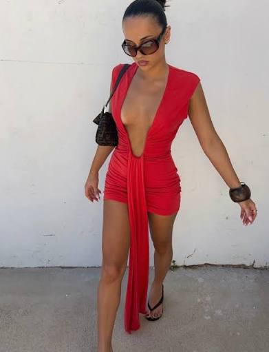 Jennifer Cupro Mini Dress - Red